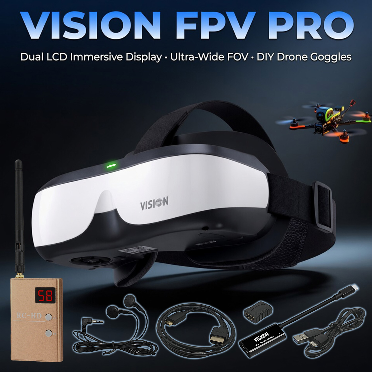 Skyzone Sky04O Pro Fpv Goggles - FPV-bril, op het hoofd te dragen